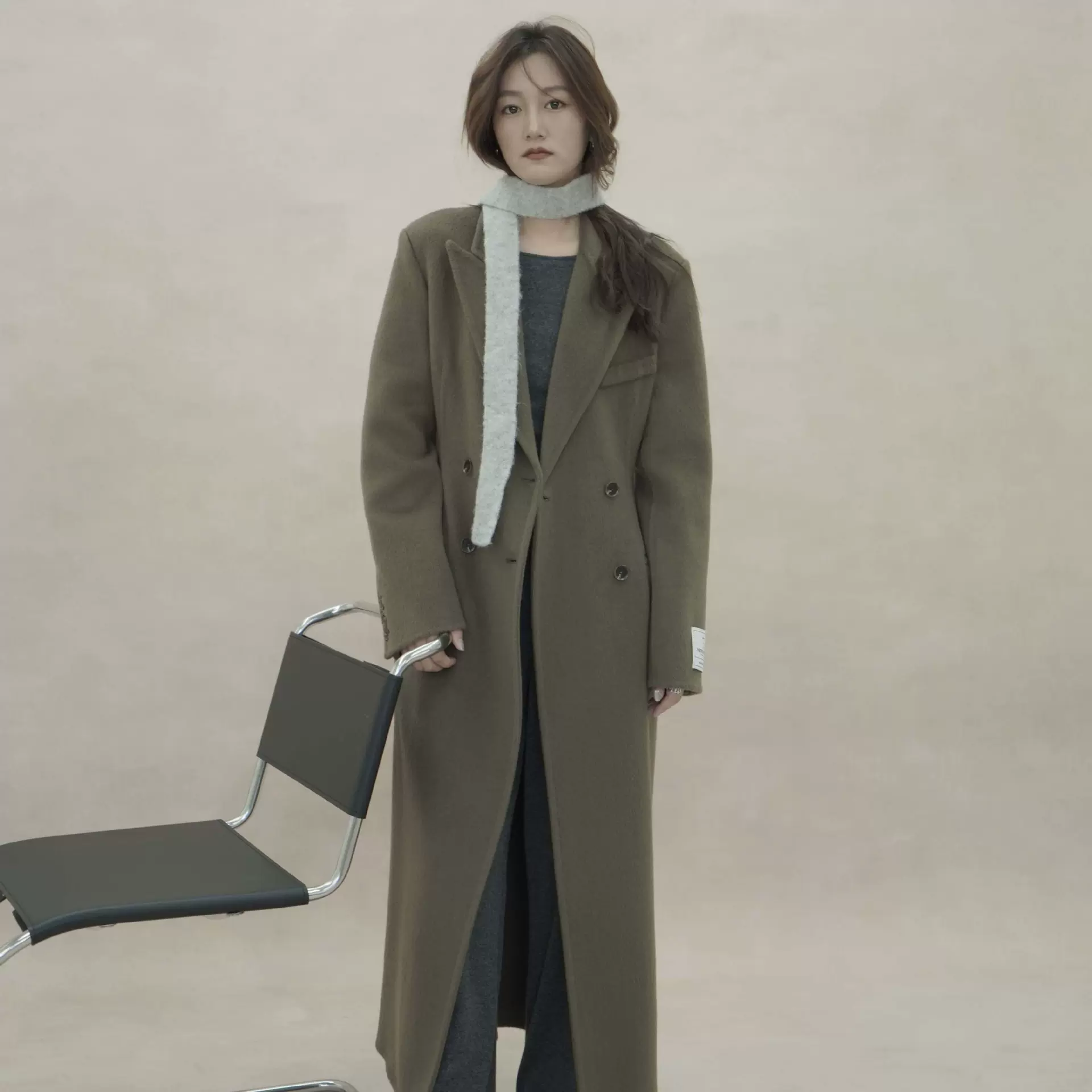 大连宣美~24年休闲版型秋冬外套新款双面羊毛大衣女士加长款C-835