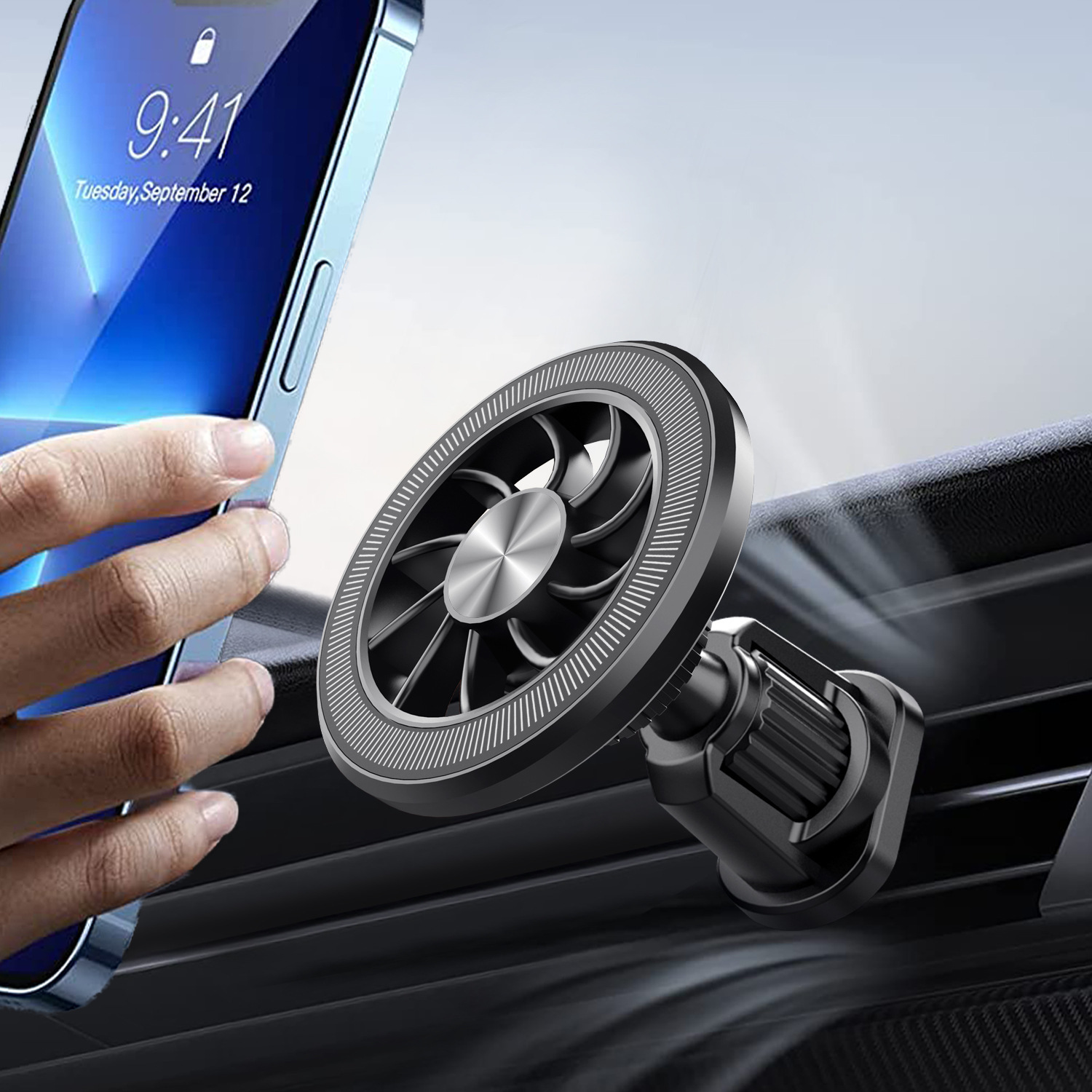New magnetic car mount for new energy vehicles, rotatable phone navigation strong suction holder for the center console