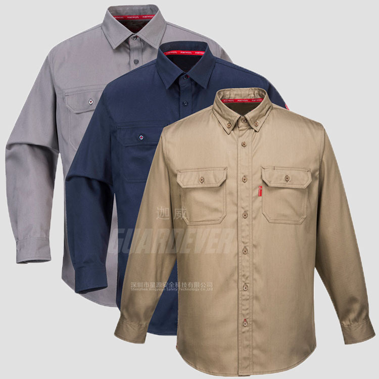 Flame retardant protective shirt anti-shrink breathable cotton fireproof anti-static labor protection shirt work clothes factory custom Flame retardant protective shirt anti-shrink breathable cotton fireproof anti-static labor protection shirt work clothes factory custom