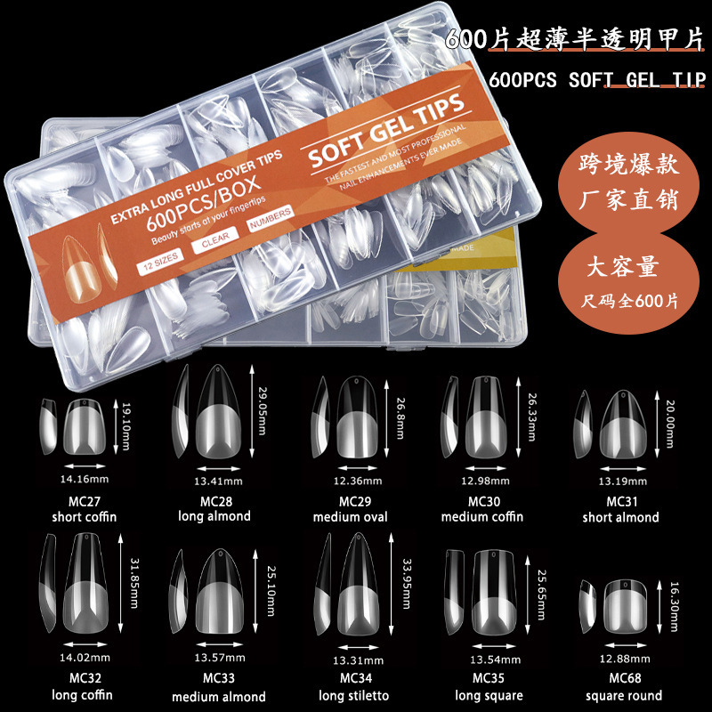 Estilo explosivo transfronterizo de uñas, lentejuelas, uñas postizas semi-esmeriladas, cajas al por mayor, nuevas pegatinas de uñas que no dejan marcas