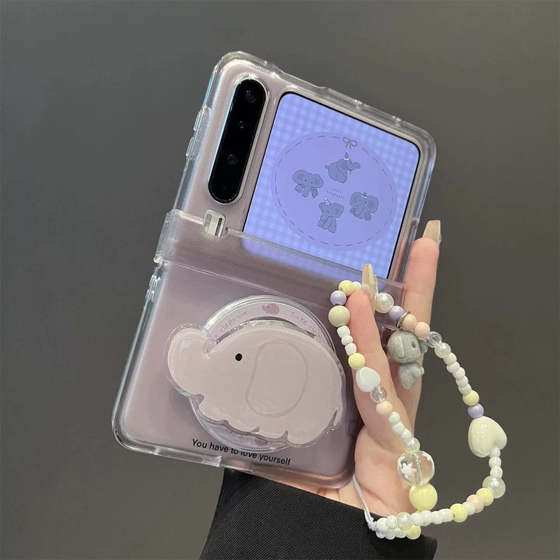 Ins Gray-Purple Elephant-Shaped Stand Suitable for Huawei Purax Foldable Phone Case Pocket2 Magnetic Protective Cover Ins Gray-Purple Elephant-Shaped Stand Suitable for Huawei Purax Foldable Phone Case Pocket2 Magnetic Protective Cover