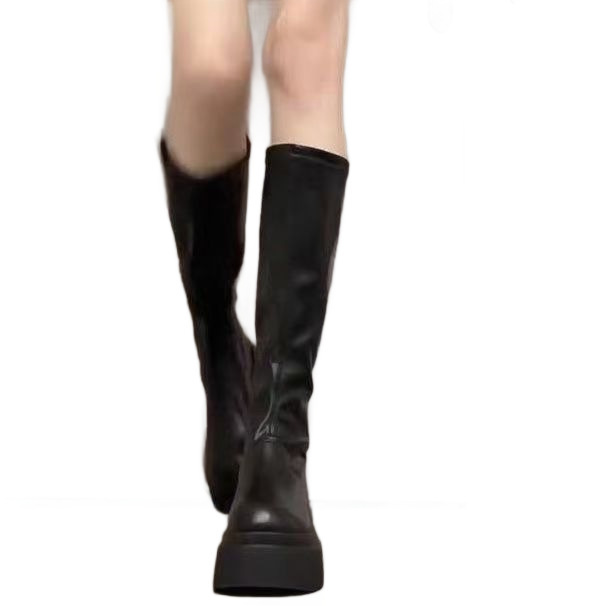 厚底长筒靴小个子高筒靴子女2025新款爆款秋冬骑士靴弹力瘦瘦靴|undefined
