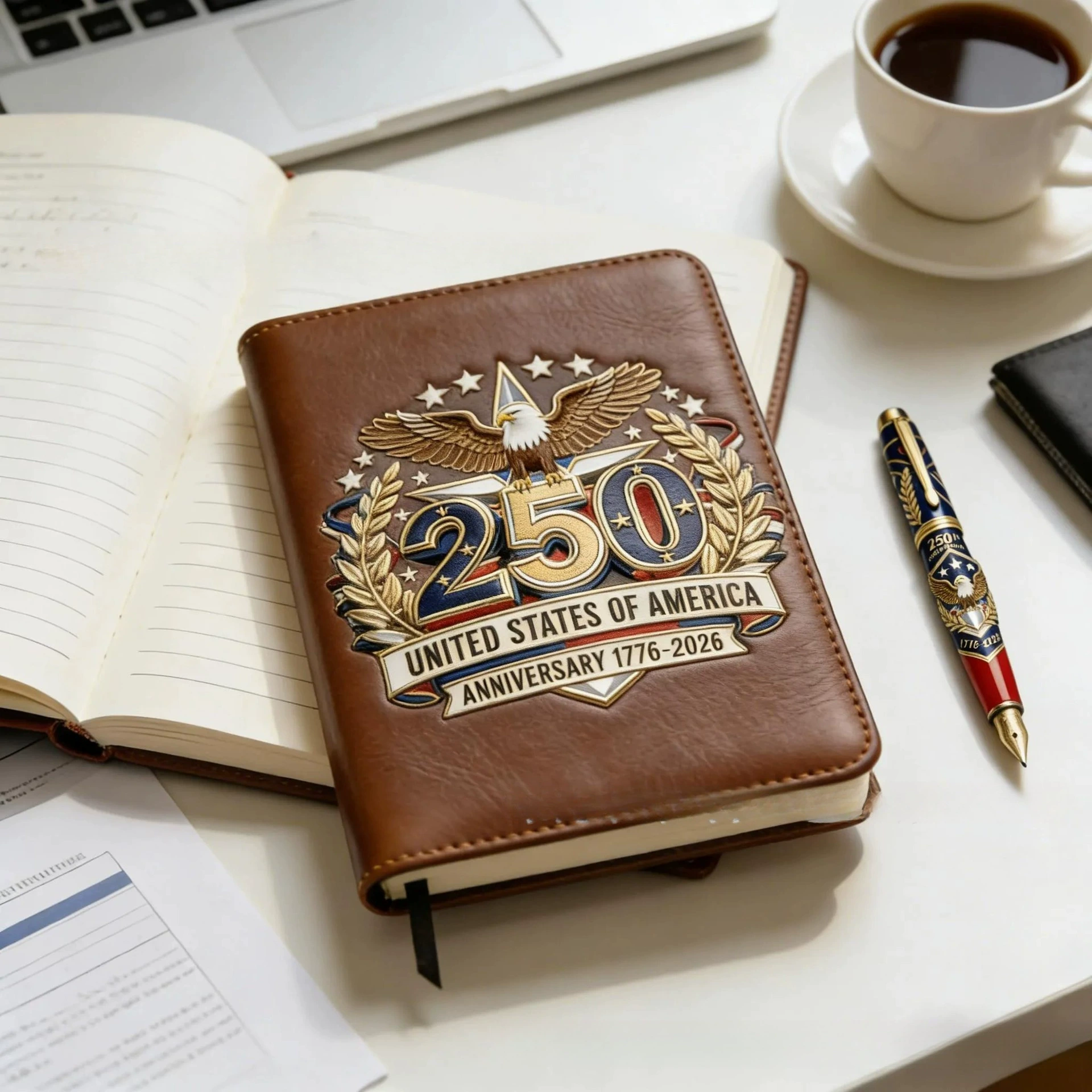 [跨境 250th U.S. Anniversary Pen & Notebook Set 250周年笔记本]