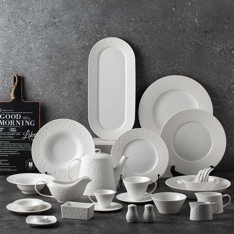 Cerámica gota de agua diseño creativo platos y platos selección de cubiertos de cerámica conjuntos de cubiertos domésticos de alta calidad al por mayor