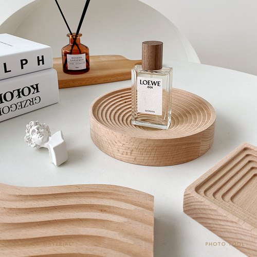 Beech pallet solid wood jewelry storage tray wavy pattern ins photo props decorative ornaments photography background cloth
