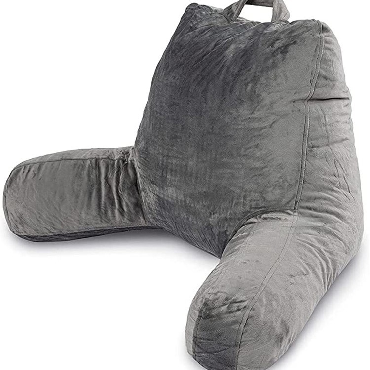 Suministro directo de fábrica para Amazon, almohada transfronteriza, almohada para la espalda, almohada de lectura, relleno de esponja triturada ultrasuave gris, comercio de exportación