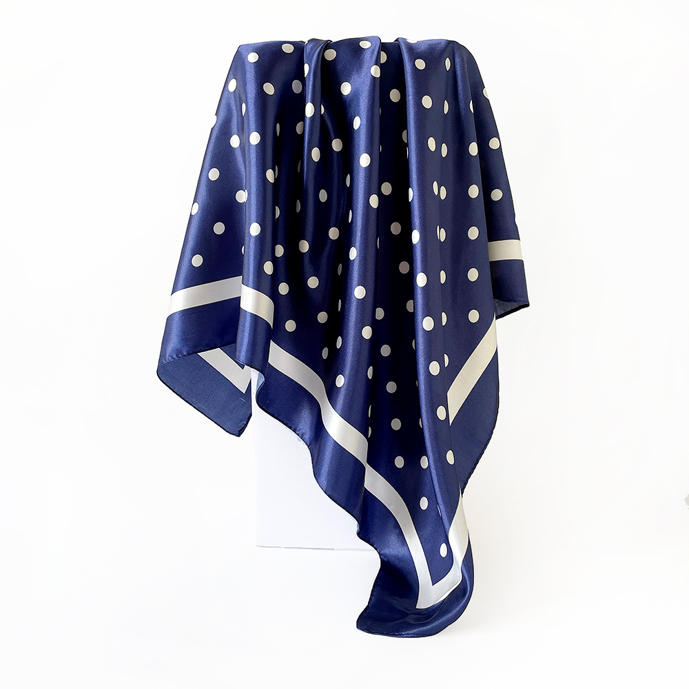 Women's Polka Dot Satin Square Headscarf Silk Feel Hijab Turban_voghion.com