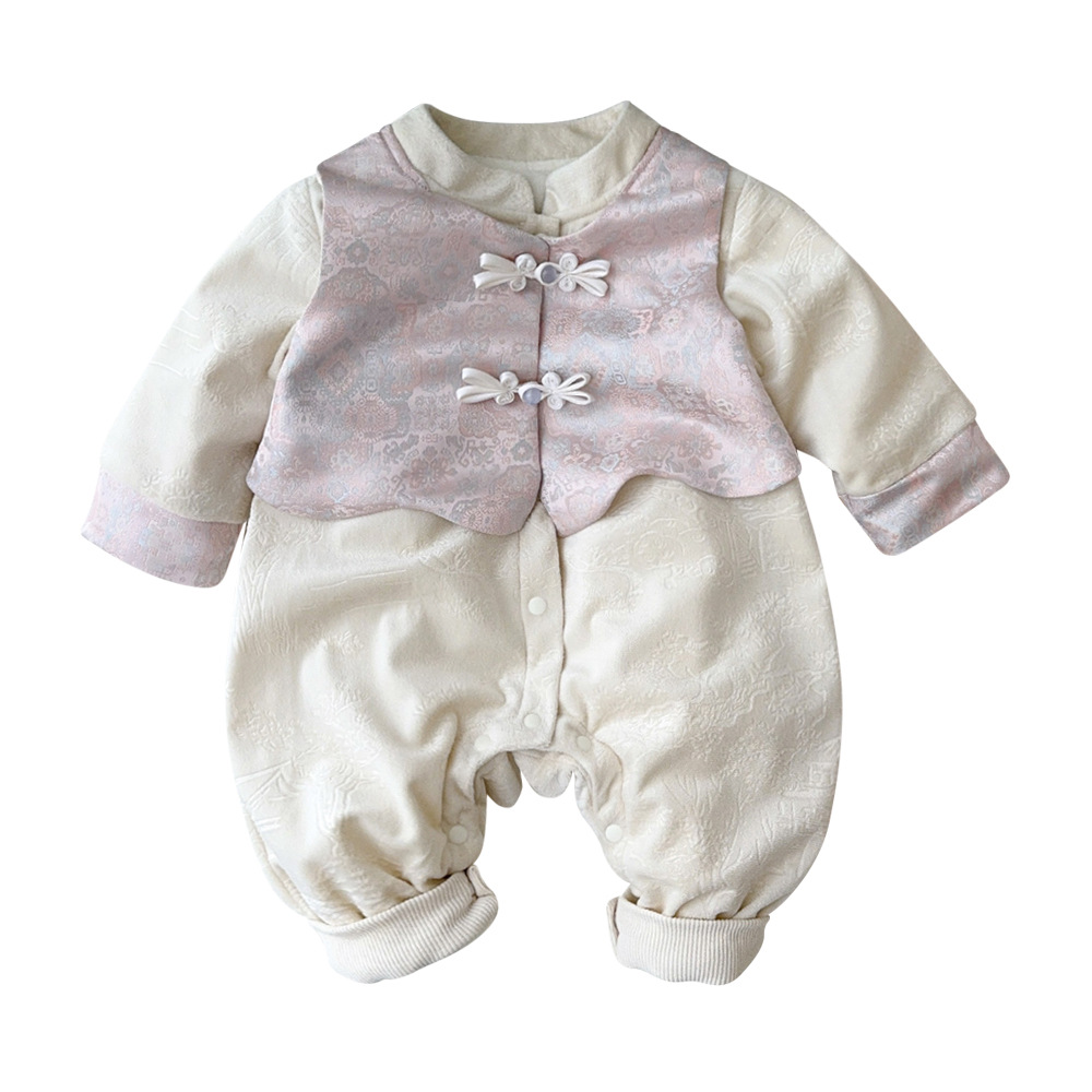 Ropa de bebé, estilo otoño e invierno, una pieza, luna llena, cien días, niña, bebé, princesa, bolso, pedo, mameluco de terciopelo