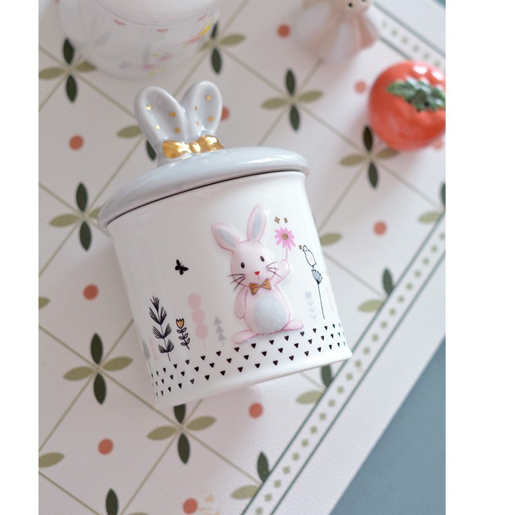 Pascua conejo estereoscópico de cerámica latas de joyería de exportación europea y americana joyería latas de decoración de vacaciones latas de polvo en stock