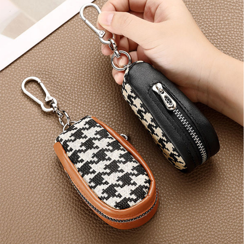 New Houndstooth Key Bag Women's Portable Niche Canvas Storage Bag Mini Bag Multifunctional Key Bag Wholesale
