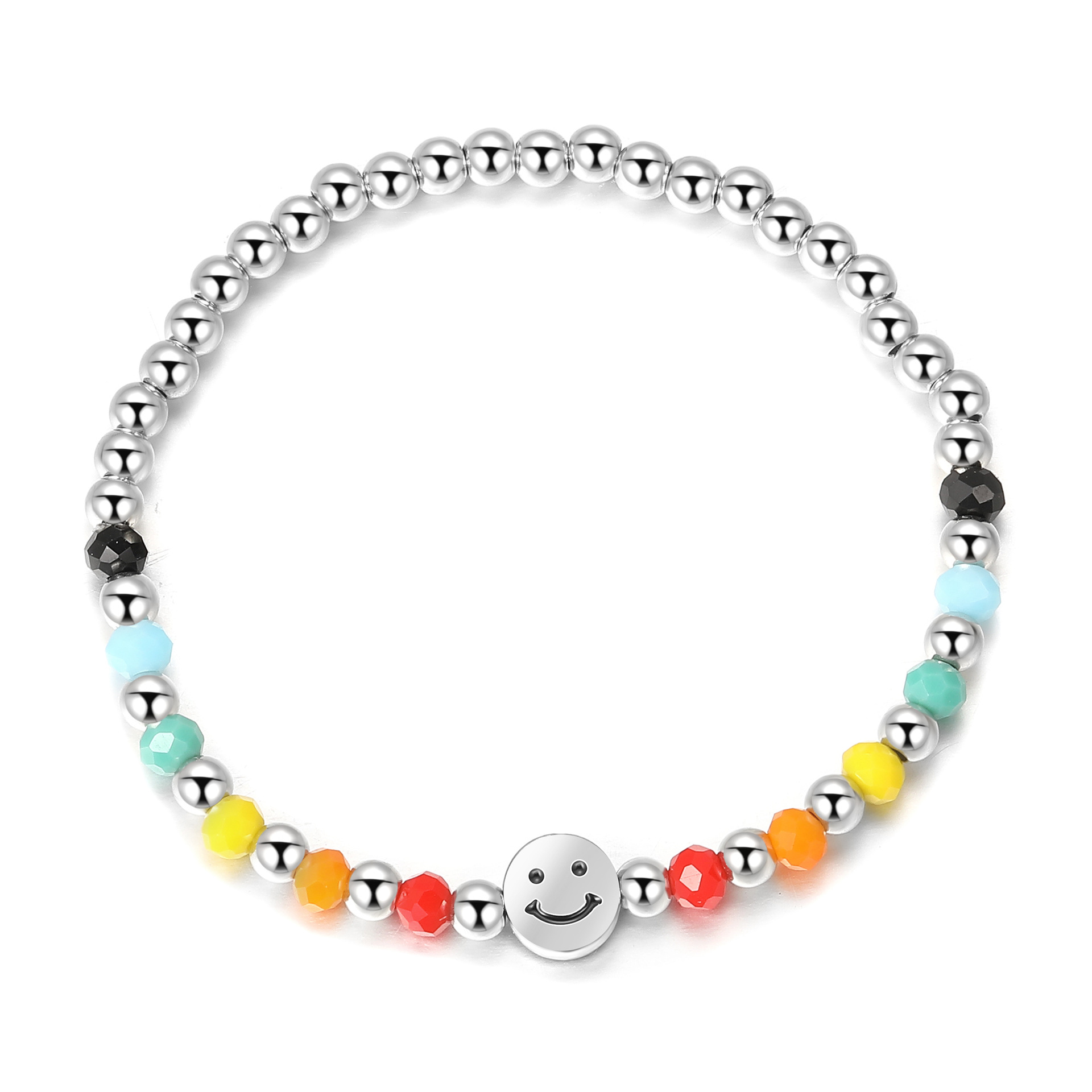 New Rainbow smiley face Bear love beaded bracelet ins niche design beads bracelet _voghion.com