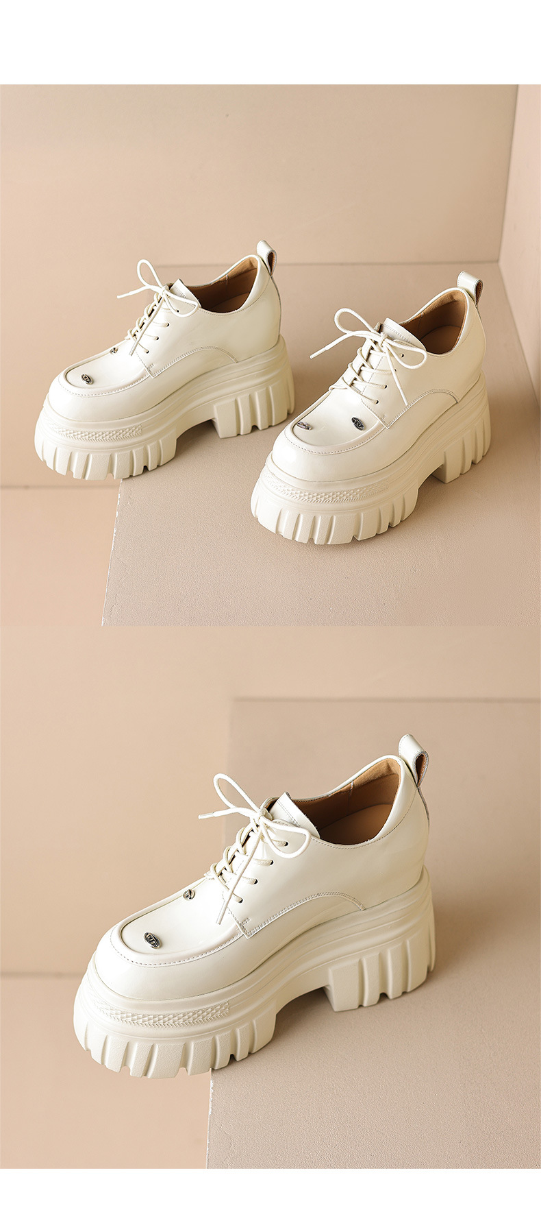 Giày loafer nữ đế xuồng dây buộc phong cách Anh quốc — màu đen chi tiết 13