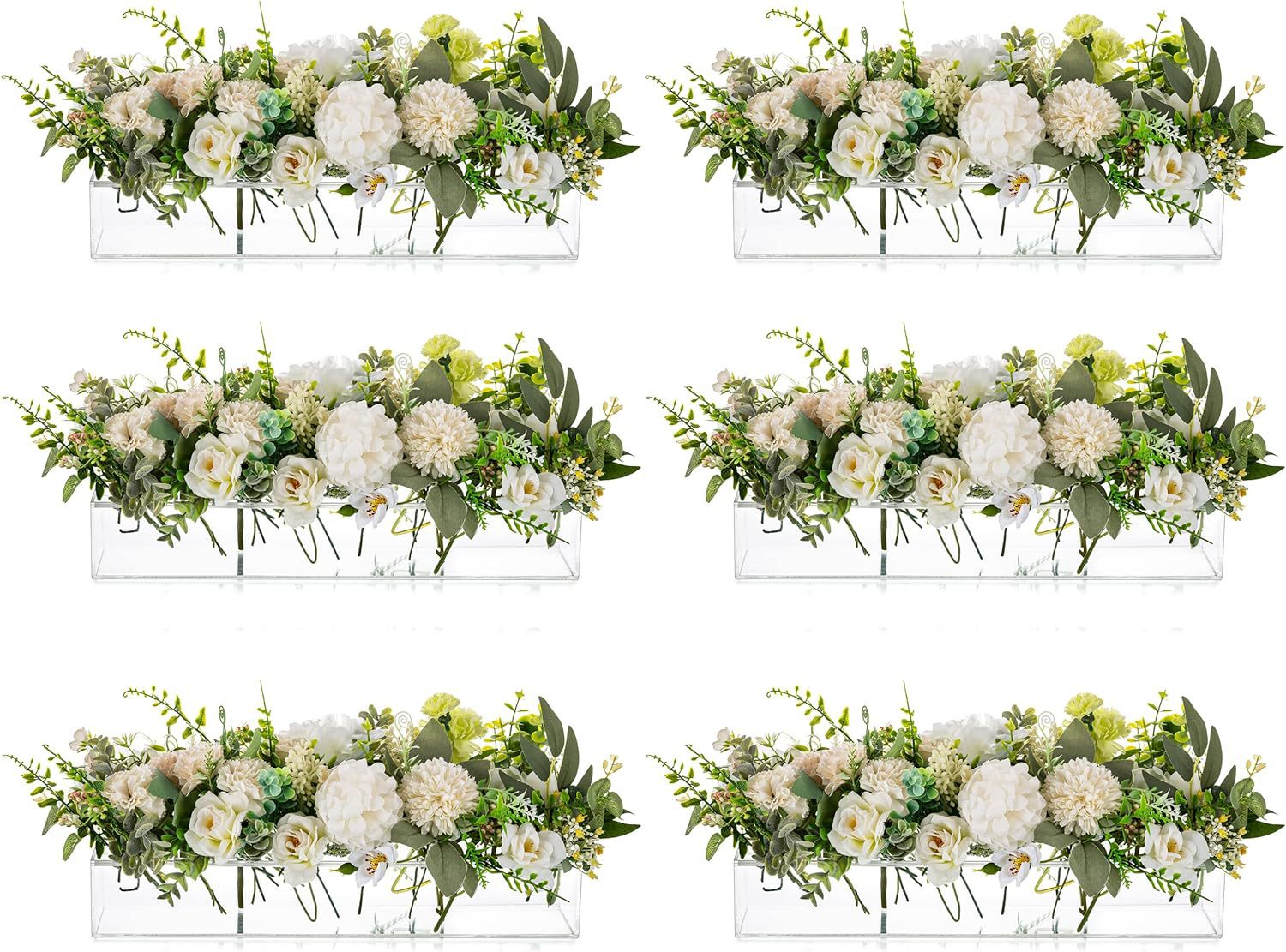 透明矩形亚克力花瓶透明的装饰花瓶适用于装饰餐桌等