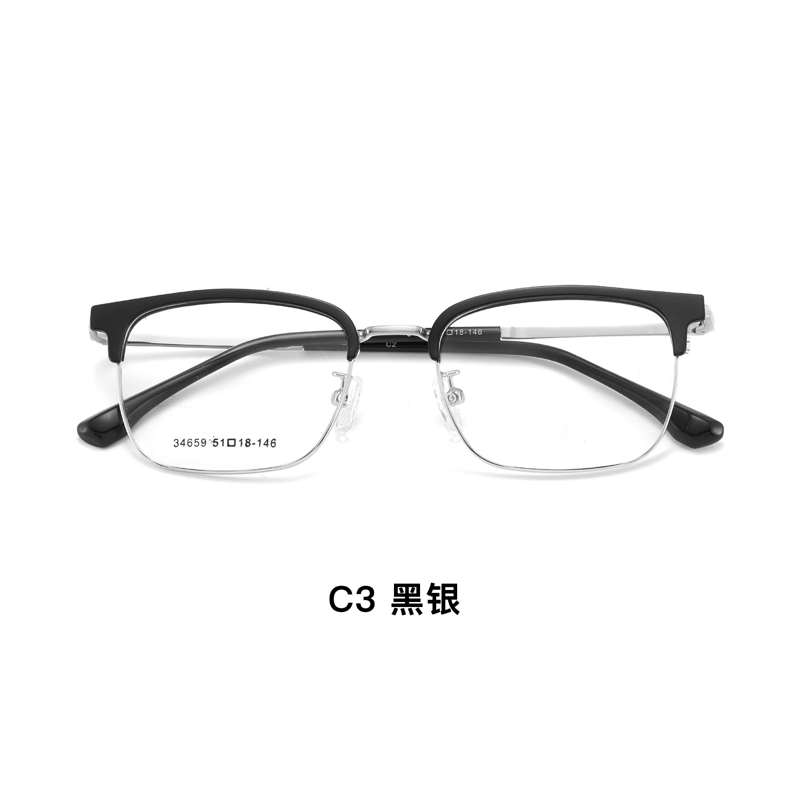 El marco de cejas de aleación masculina de polietileno, marcos de gafas de ocio de negocios, diseño de anillo de goma de oro para la miopía Danyang lote