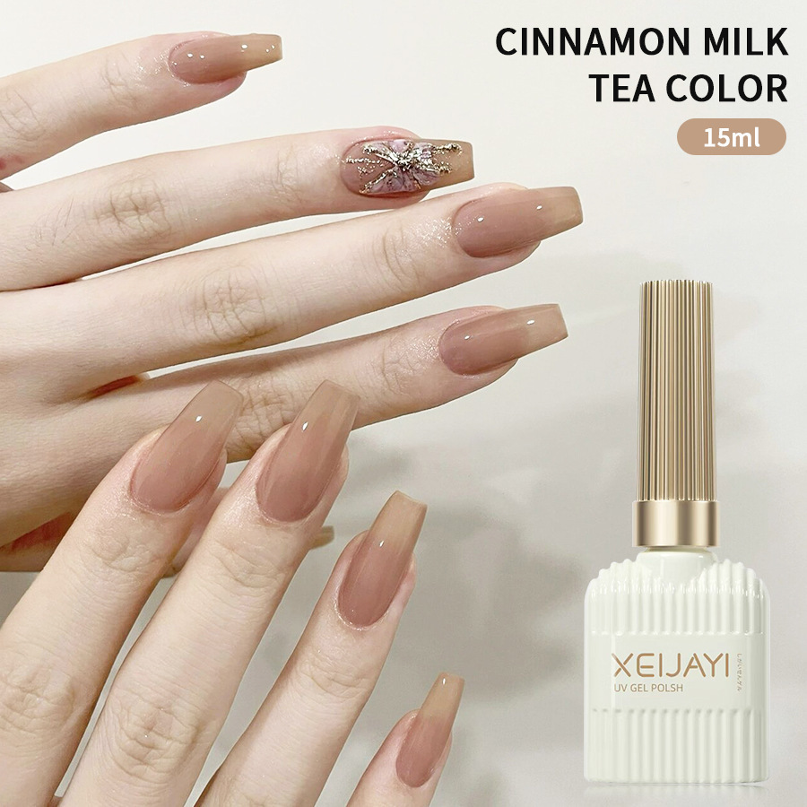 Esmalte de uñas pegamento hielo transparente té de hielo pegamento de color desnudo cepillado base de pegamento pintado pegamento de uñas de fototerapia para salón de uñas image 4
