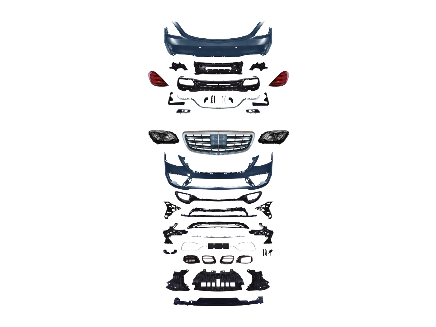 Suitable for Mercedes-Benz S-Class W222 Old Model to New Amg65/63/S450 Sports Maybach Body Kit Front and Rear Bumper Modification