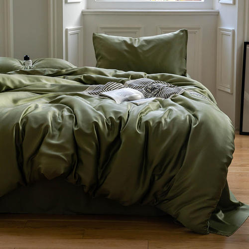 Laser 60-Thread Lyocell Tencel Four-Piece Set Summer Cool Feeling Duvet Cover Bed Sheet Silk Smooth Naked Sleep Color Matching Bedding 