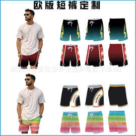 美式夏季训练运动短裤男式欧美宽松篮球足球短裤定制数码全身印