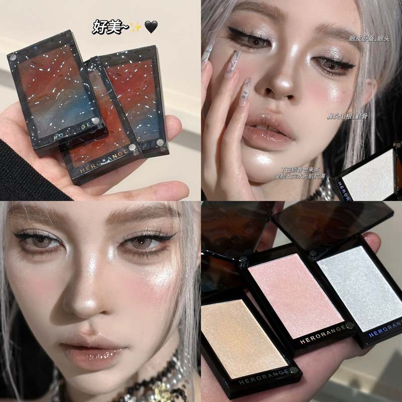 Cross-Border Spot Goods High-Gloss Powder with Dazzling Pearlescent Shine, Fine Shimmer, Natural Three-Dimensional Contouring, Highlighter Palette, Wholesale Makeup