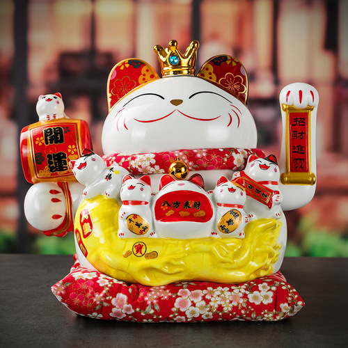 Lucky Cat Ornament Opening Business is Prosperous Large Automatic Hand Waving Front Desk Home Living Room Decoration Lucky Cat Gift