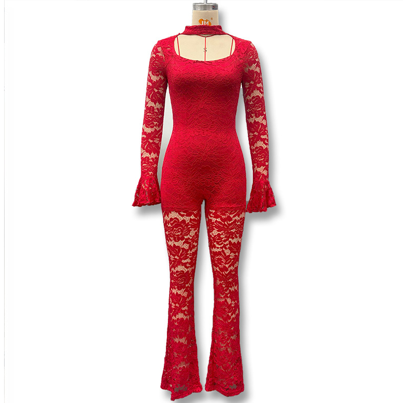 Comercio exterior otoño y invierno nuevo estilo de ropa de mujer europea y americana color sólido sexy cuerno hueco manga larga cintura delgada encaje jacket mujer