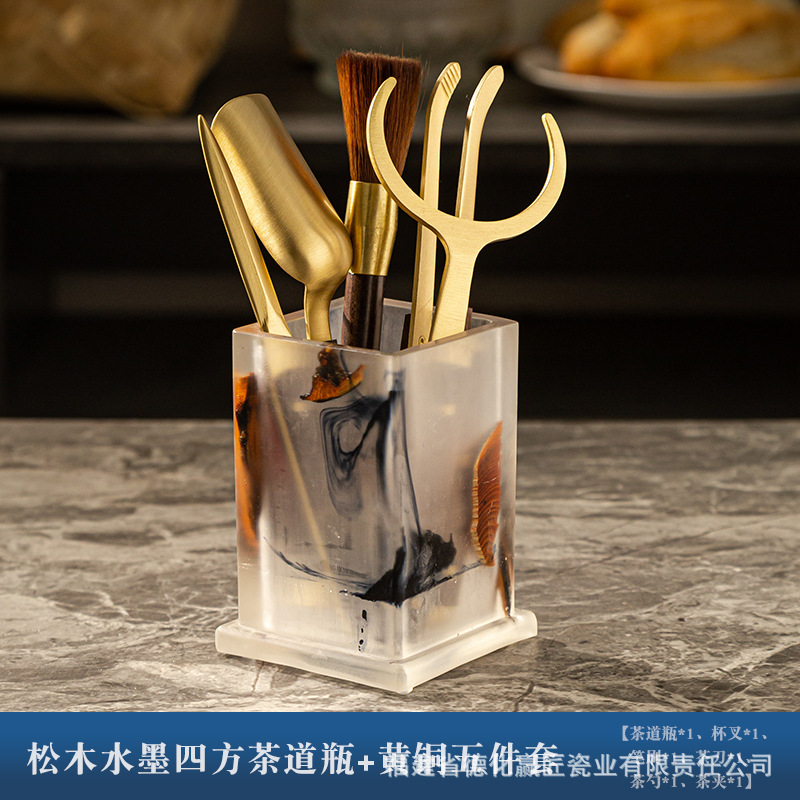 Ceremonia del té seis caballeros set kung fu accesorios de té suministros de almacenamiento de taza de té almohadilla herramientas de preparación de té adornos de mesa de té