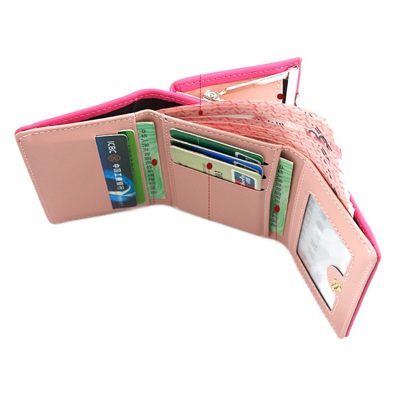 Nueva cartera de las mujeres de dibujos animados lindo embrague monedero pu tríptico billetera corta billetera de las mujeres al por mayor