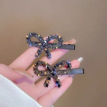 韩国复古轻奢水钻蝴蝶结发夹高级感网红侧边刘海夹头饰女发饰饰品