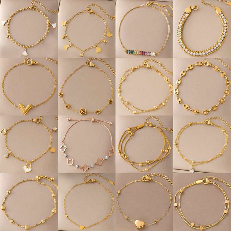 European and American Hot-Selling Non-Fading Titanium Steel Bracelet for Women, Non-Fading 18K Light Luxury High-End Full Diamond Five-Flower Hand Jewelry Wholesale European and American Hot-Selling Non-Fading Titanium Steel Bracelet for Women, Non-Fading 18K Light Luxury High-End Full Diamond Five-Flower Hand Jewelry Wholesale