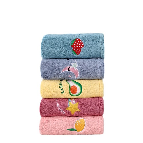 High-density coral velvet embroidered dry hair cap, cute bunny ears shower cap, thickened absorbent turban, embroidered wholesale