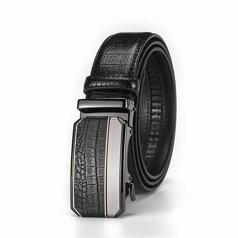Crocodile Pattern Automatic Buckle Belt For Men Trendy Waistband_voghion.com