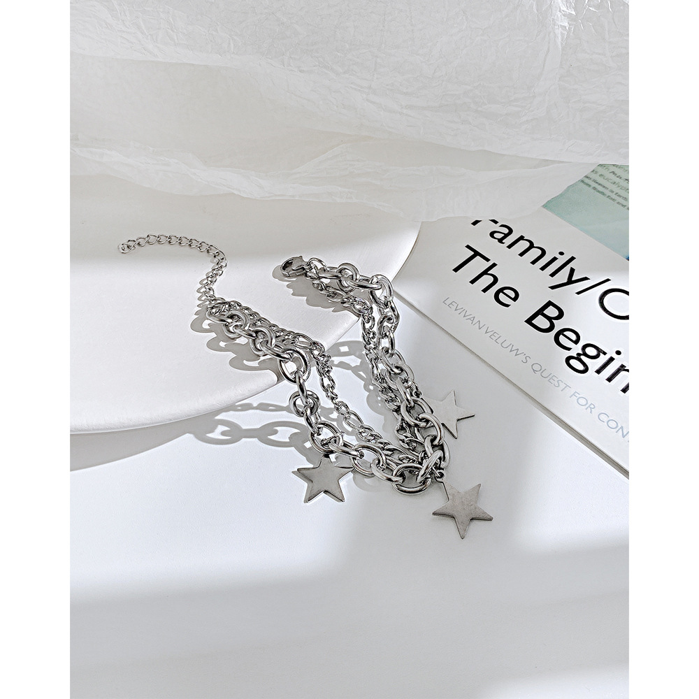 Fashion Star Stainless Steel Bracelets Layered Chain No Inlaid Stainless Steel Bracelets