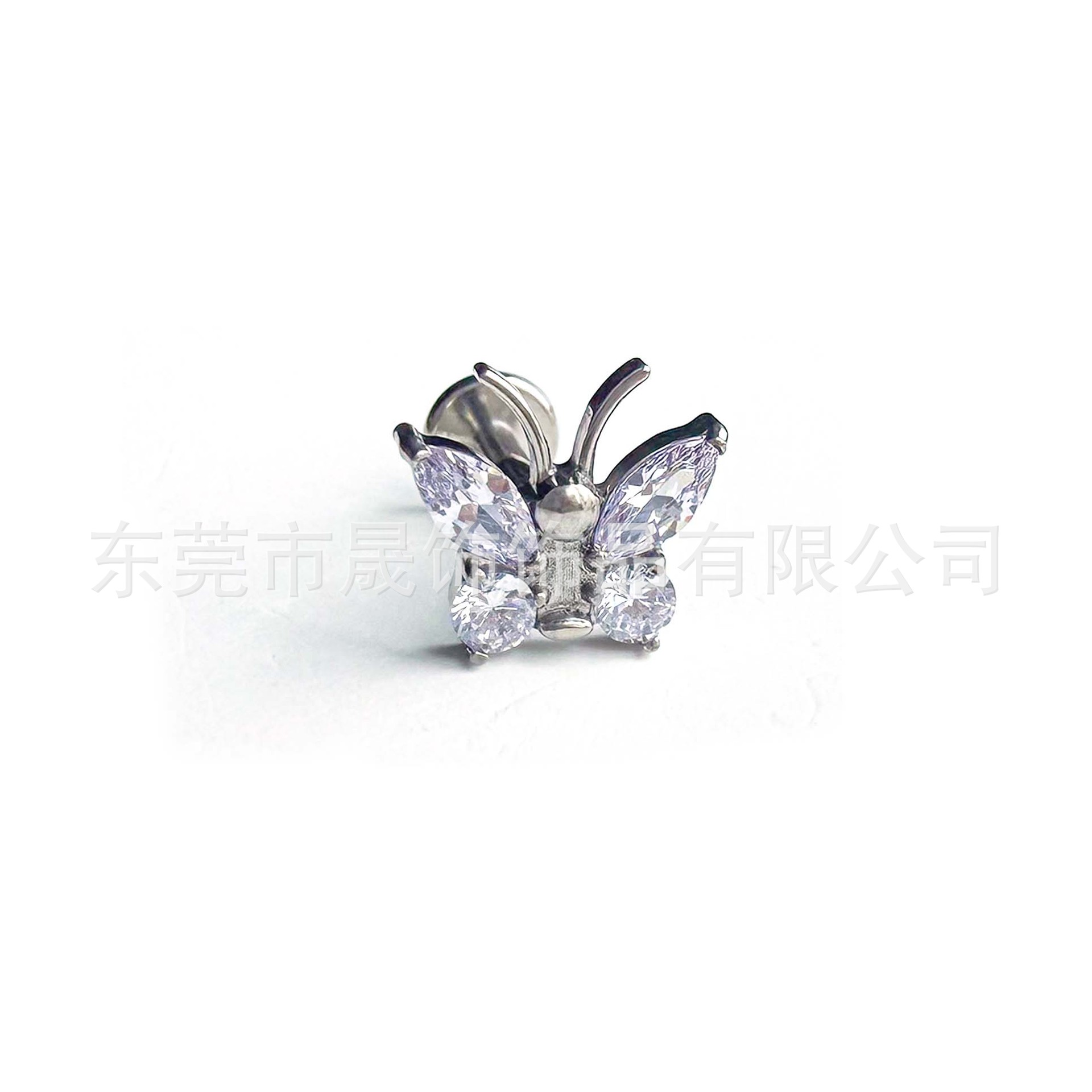 F136 Titanium 触角 Butterfly Cubic Zirconia Ear Stud Helix Cartilage Stud G23 Implant Grade Titanium Labret Stud 人体 Piercing Jewelry