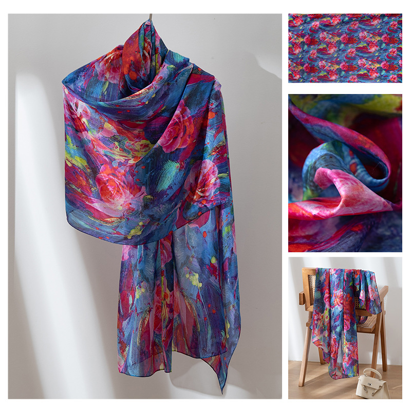 Summer New Arrival Silk Scarf Premium Mulberry Silk Long Scarf For Women Lightweight Versatile Shawl Gift For Mother - Thumbnail 7