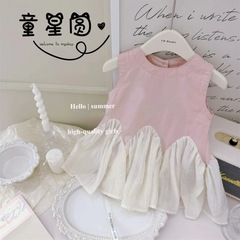 Korean-style vest dress with ballet-inspired elegance, featuring a mermaid tail design for girls—delicate lace accents and a thoughtfully crafted aesthetic make this the perfect princess skirt for little ones.