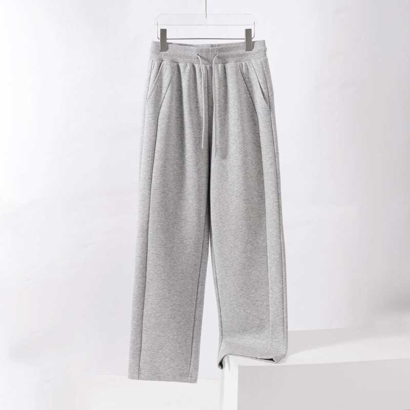65% Cotton American-Style Deconstructed Straight-Leg Pants for Men, Spring and Autumn Trendy Brand Loose Drape Sports Long Pants, High Street Straight Wide-Leg Pants