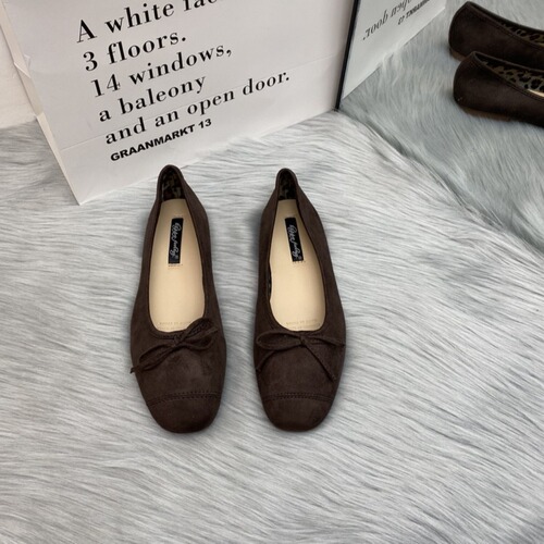 happyfeeling Doudou shoes Korean square toe bow flats ballet all-match retro shoes