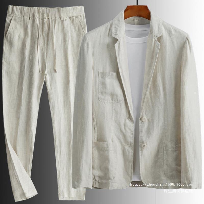 Casual Casual Linen Suit Suit for Men Spring and Summer Thin Youth Korean Fashion Summer Style Loose and Handsome Two Free Shipping Casual Casual Linen Suit Suit for Men Spring and Summer Thin Youth Korean Fashion Summer Style Loose and Handsome Two Free Shipping