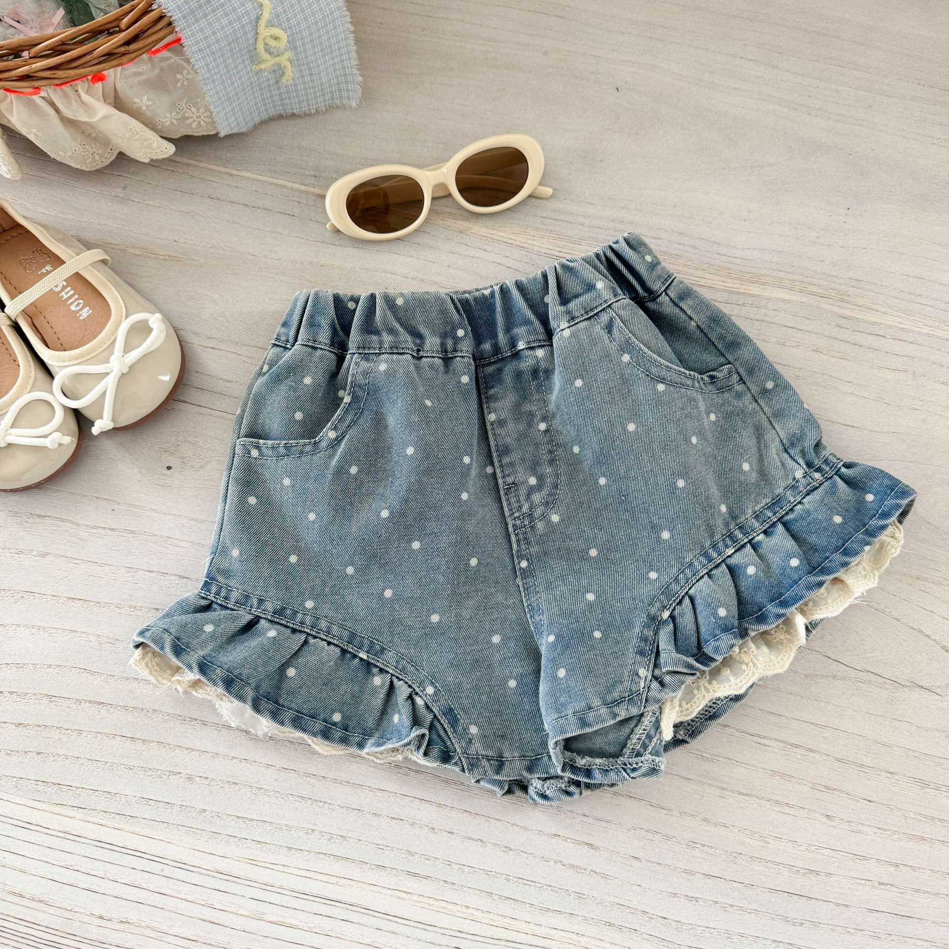 Pantalones cortos de mezclilla de siete niñas de limón salado pantalones cortos de verano delgados para mujer jeans para niños pantalones cortos de estilo occidental para bebés image 7