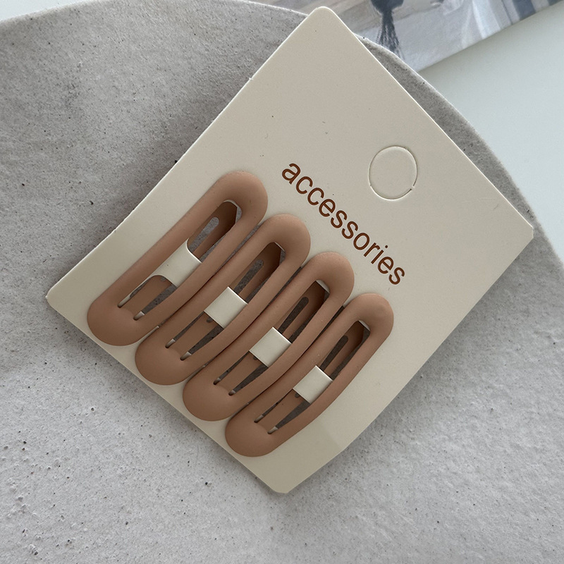Cremefarbene Ovale Haarspangen Set 4 Tlg Matte Pony Haarclips_voghion.com