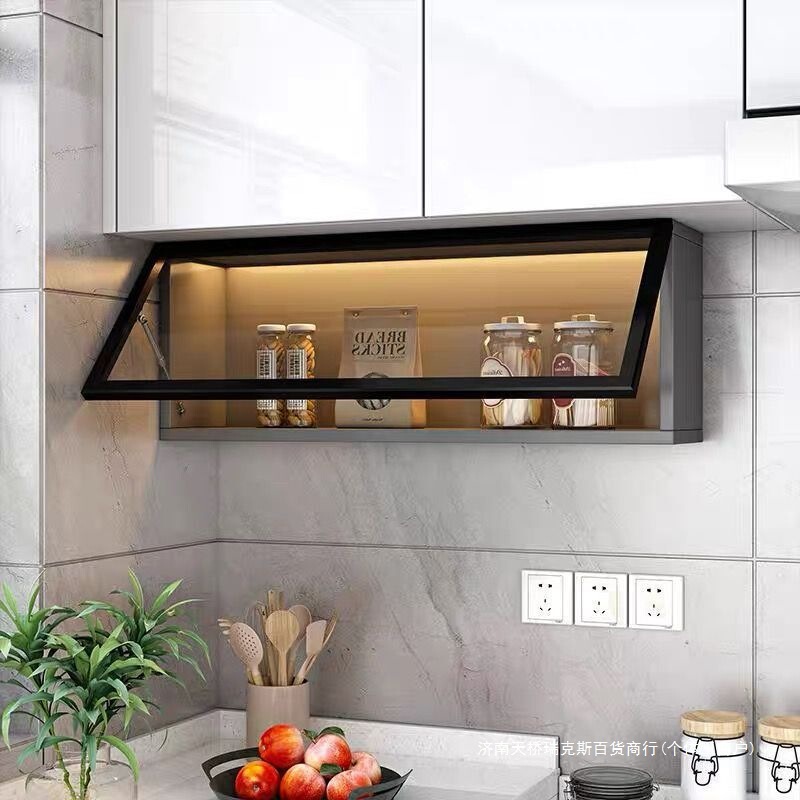 Kitchen Household Wall Cabinet Spice Cabinet Wall Storage Cabinet Punch-Free Storage Rack Simple Multi-Functional Storage Cabinet Solid Wood