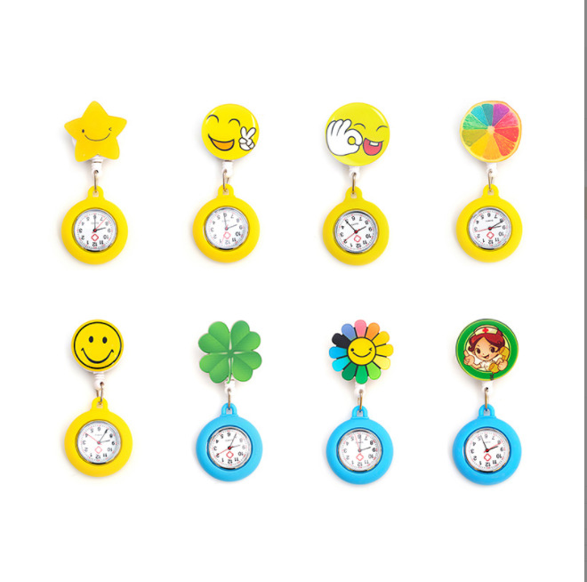 Reloj de enfermera de silicona nuevo, luminiscente, para colgar en el pecho, diseño de reloj de bolsillo, personalizable con logo/patrón image 4