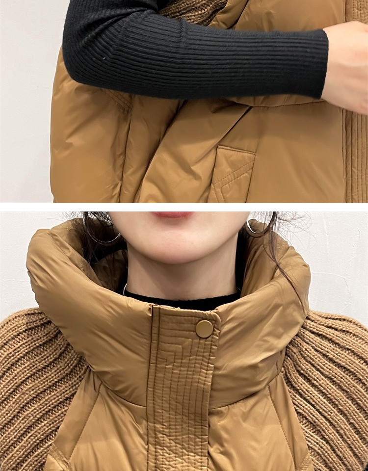 Damenbekleidung Gestrickte Ärmel Warme Jacke Weste für Damen 2024 Winter Neue Art Mode Kapuzendesign Warme kleine Außenweste_voghion.com