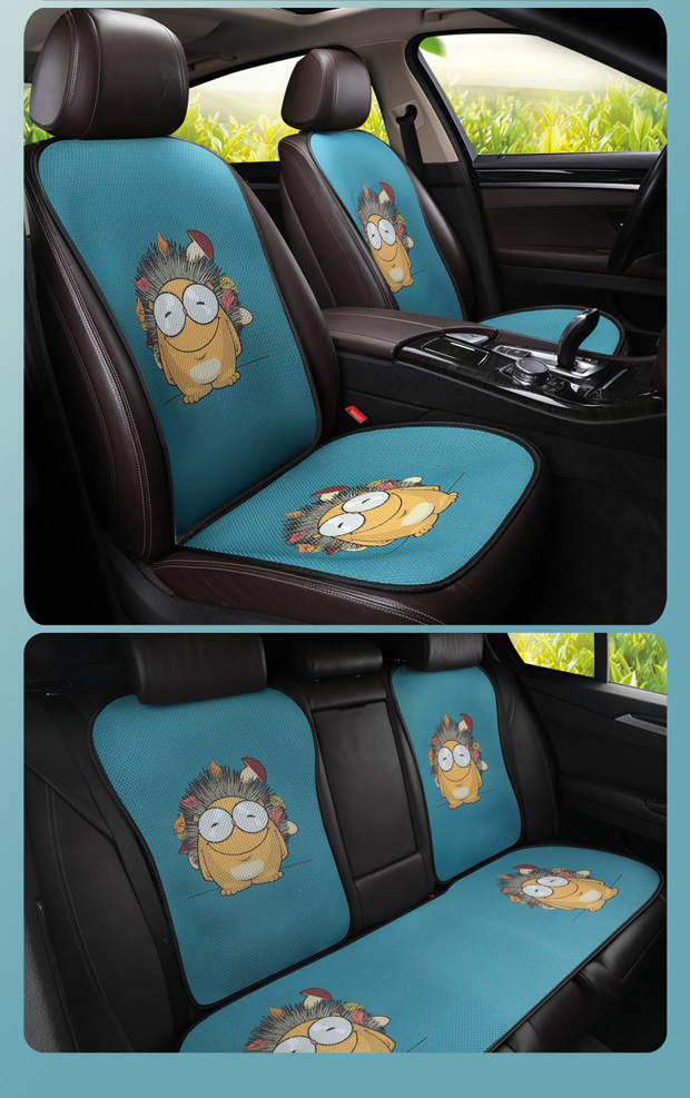 Car Seat Cushion Single Piece Summer Cooling Pad Cartoon Car Cushion Single Seat Pad Universal for All Seasons Ice Silk Three-Piece Set Seat Cushion