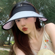 新中式中国风水墨画帽子女夏季空顶防晒帽遮阳太阳帽冰丝防紫外线