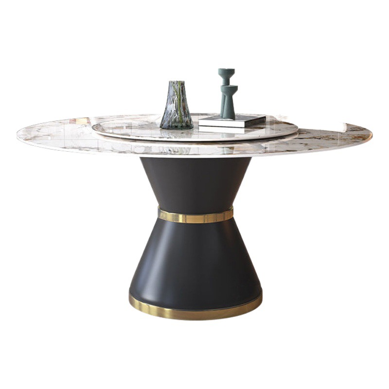Placa de roca mesa de comedor Hogar Moderno simple Placa de roca redonda Mesa Redonda Luz de mesa de comedor de lujo combinación con mesa giratoria mesa de comedor