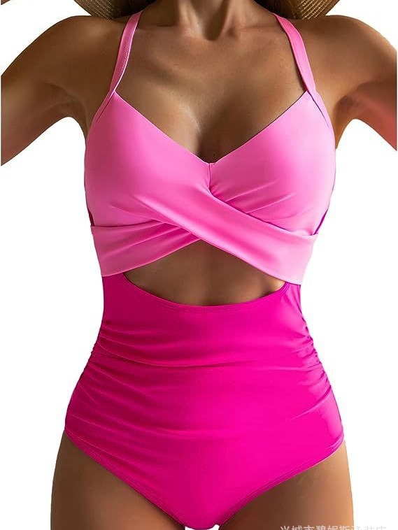 Comercio exterior transfronterizo europeo y americano Amazon de una pieza traje de baño sexy hueco de las mujeres traje de baño sin respaldo apretado Correa bikini