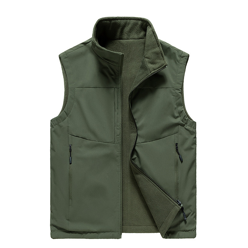Chaleco de hombre con chaleco de lana en ambos lados de otoño con chaleco de hombro en primavera y otoño y invierno Cardigan chaqueta casual sin mangas