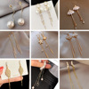 Fashionable universal silver needle, long earrings with tassels, silver 925 sample, Korean style, internet celebrity, diamond encrusted