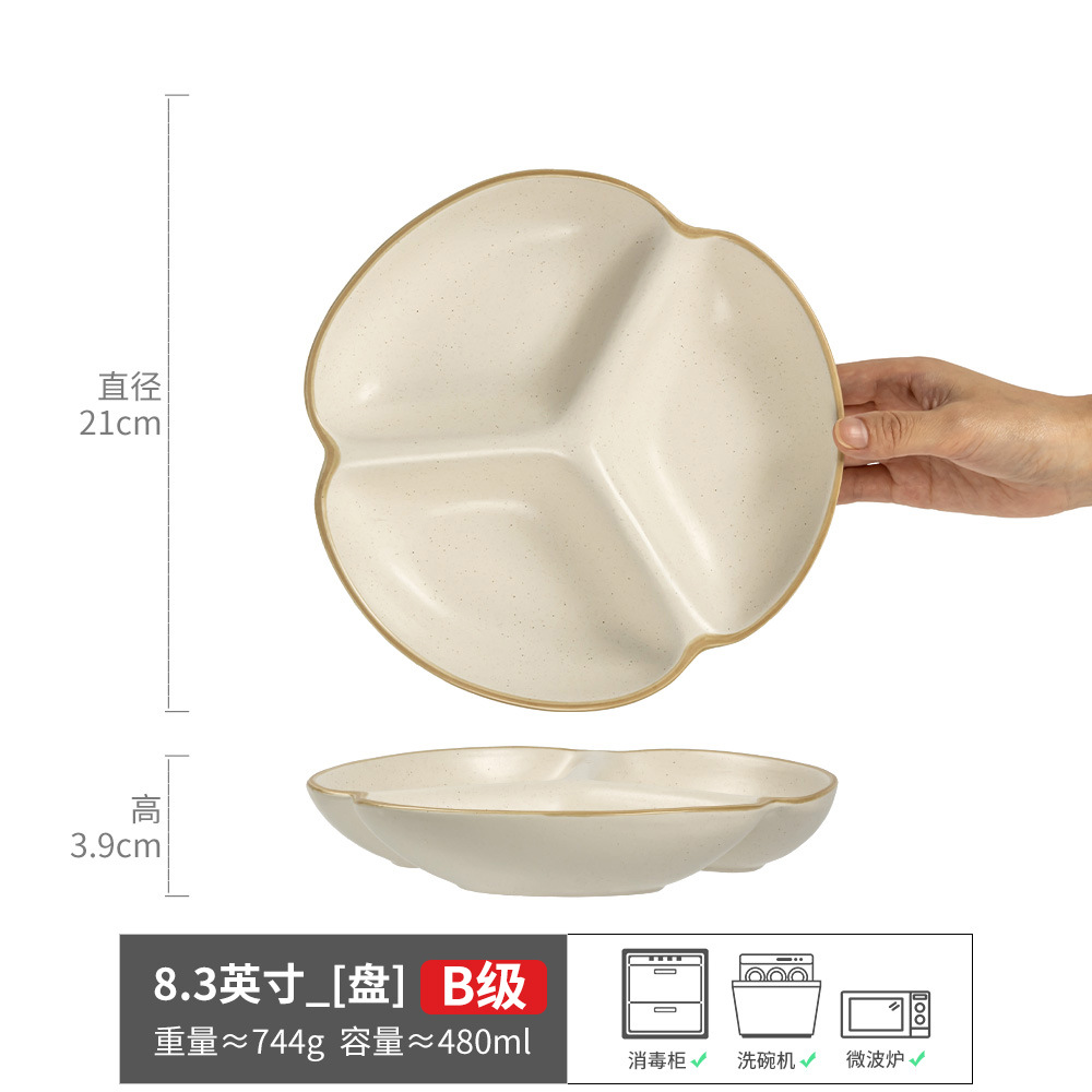 Bandeja para alimentos de tres compartimentos - Blanca 8,3 pulgadas (Grado B)